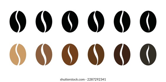 Coffee bean icon on white background. Coffee beans icon collection in flat and color style. Morning coffee sign and symbol. Vector illustration