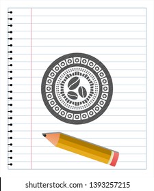 coffee bean icon pencil draw. Vector Illustration. Detailed.