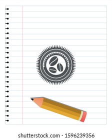 coffee bean icon pencil draw. Vector Illustration. Detailed.