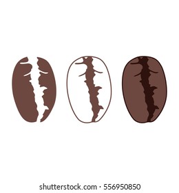 Coffee bean icon. Roasted coffee plant seed. Vector Illustration