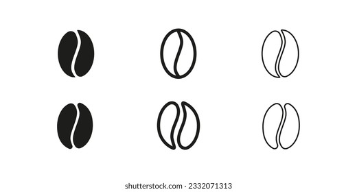 Coffee bean icon. Coffee seed sign set. Caffeine vector symbol isolated on white background. Arabic roasted icon.