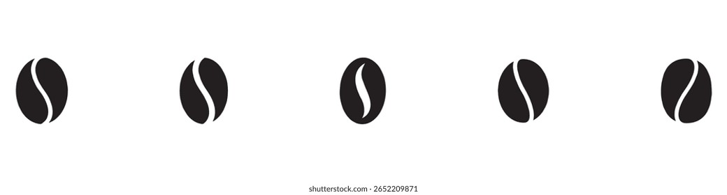 Ícone do grão de café. Sinal de semente de café definido. Símbolo do vetor de cafeína isolado no fundo branco. Ícone torrado árabe. Ilustração de vetor. 