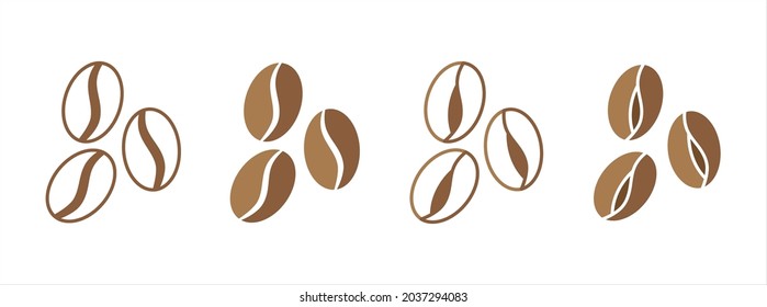 Coffee bean icon set. Coffee beans icons vector set. brown color