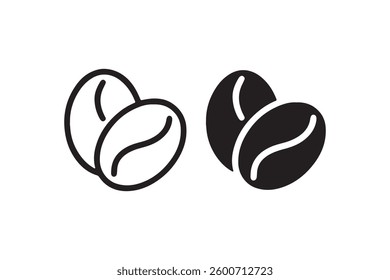 Coffee bean icon set in black and white Vector