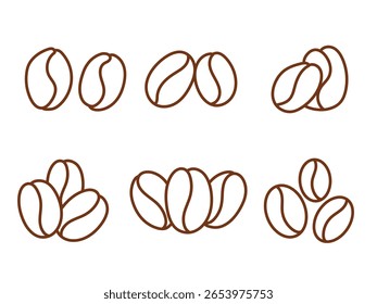 Conjunto de ícone de feijão de café, café estilo esboço desenhado à mão