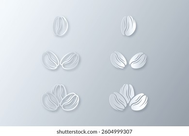 coffee bean icon set made in papercut style effect 