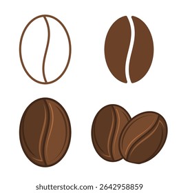 Ícone de grão de café definido. Ilustração isolada de vetor.