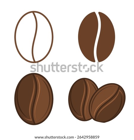 Coffee bean icon set. Vector isolated illustration.