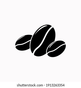 Coffee bean icon silhouette isolated on white background