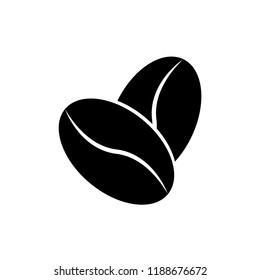 Coffee bean icon, silhouette, logo on white background