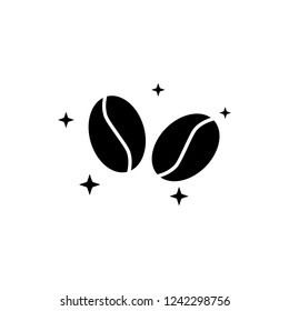 Coffee bean icon, silhouette, logo on white background