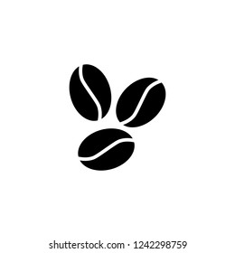 Coffee bean icon, silhouette, logo on white background