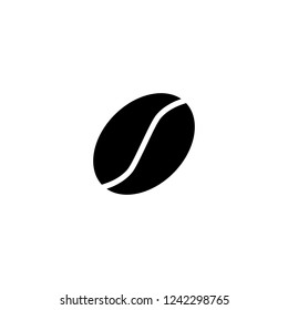 Coffee bean icon, silhouette, logo on white background