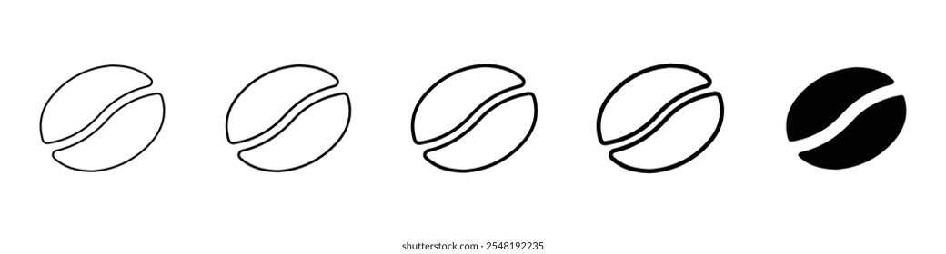 coffee bean icon Simple thin line logo set