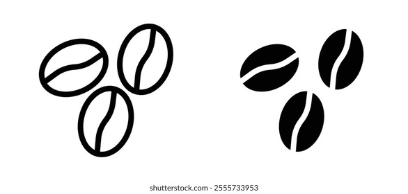 Coffee Bean icon symbol collection on white background.