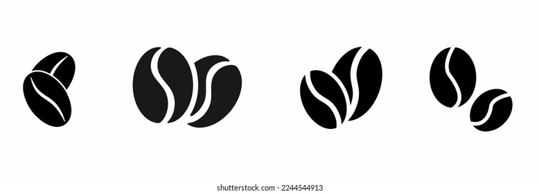 Coffee bean icon template illustration set. Stock vector.