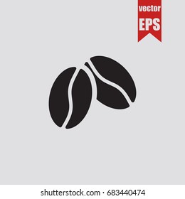 Coffee bean icon in trendy isolated on grey background.Vector illustration.