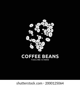 Coffee Bean Icon Vector Design Illustration Isolated on Black Background