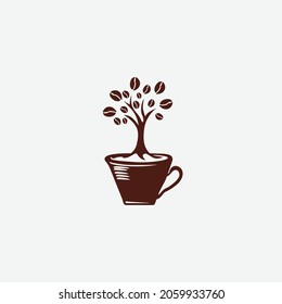 plantilla de ilustración del vector de icono de judías de café