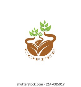 plantilla de ilustración del vector de icono de judías de café