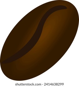 Coffee bean icon. Vector illustration of coffee bean isolated on transparent.