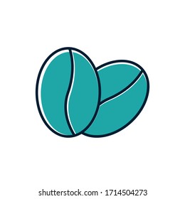 Icono de judía de café vectorial sobre fondo blanco