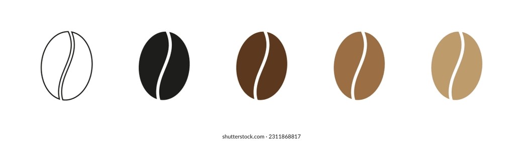 Vector de iconos de judías de café. Diseño de la línea del símbolo o del signo del café. Ilustración del vector