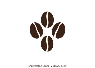 Coffee bean icon vector silhouette isolated in white background