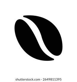 Coffee Bean Icon Vector, Simple Black Silhouette Design
