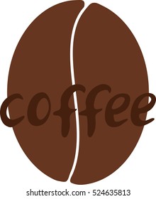 Coffee bean icon with word "coffee", vector illustration