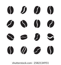 Coffee Bean Icons Set Isolated White Background