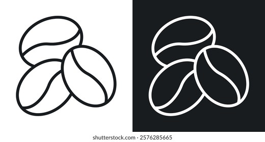 Coffee Bean icons in thin black and white stroke liner style