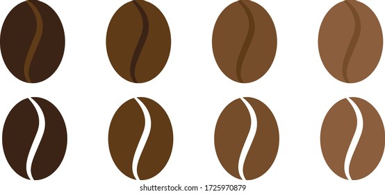 Coffee bean icons - vector icons of coffee beans in minimal simple style for cafe, drink, coffee related concept