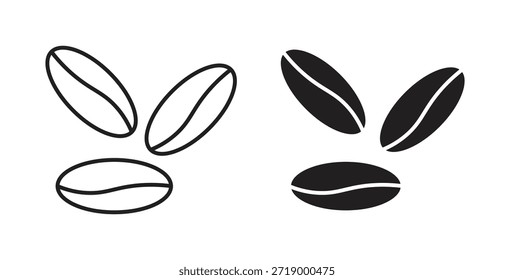 Kaffeebohnen-Symbole, Vektorsymbole. gefülltes flaches Zeichen