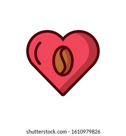 Coffee bean inside heart design of time drink breakfast beverage shop morning store aroma and caffeine theme Vector illustration