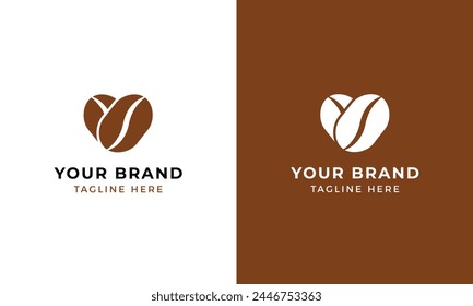 Coffee bean into a love logo for valentine theme coffee shop logo