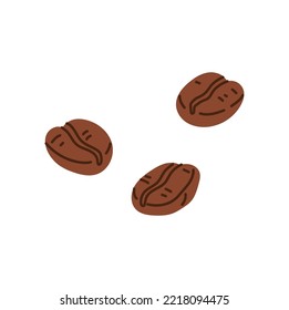 Coffee Bean Isolated Americano Drink Ingredient Color Cartoon Icon. Vector Coffee Berry Brown Seed, Aromatic Arabica Roasted Bean