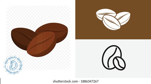 Icono vectorial aislado de frijol de café. Elemento de diseño de café