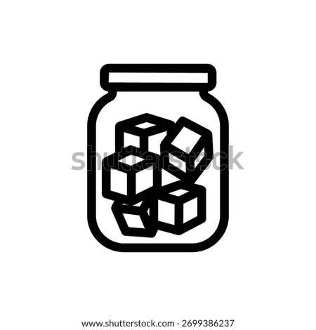 Coffee bean jar line icon, outline illustration of glass container filled with roasted coffee beans, representing storage, cafe supplies, or coffee shop concept
