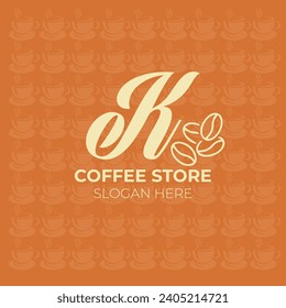 Coffee bean K letter logo | EPS format | Editable