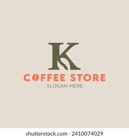 Coffee bean K letter logo | EPS file | Editable