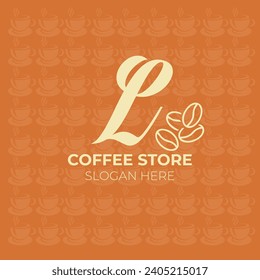Coffee bean L letter logo | EPS format | Editable