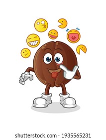 coffee bean laugh and mock character. cartoon mascot vector