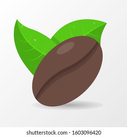 Coffee Bean and Leaf Illustration Vector Icon