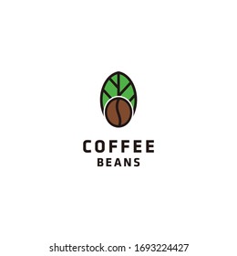 Coffee bean leaf logo design icon vector illustration	 