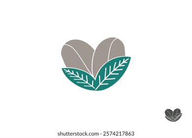 coffee bean leaf logo design vector.