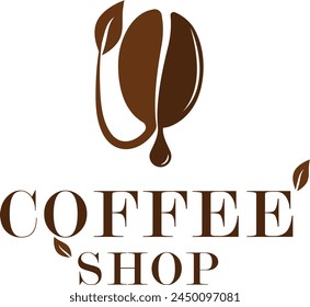 coffee bean with leaf logo, Organic Coffee Bean Icon, leaf and coffee bean logo template