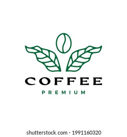 coffee bean leaf plant logo vector icon illustration