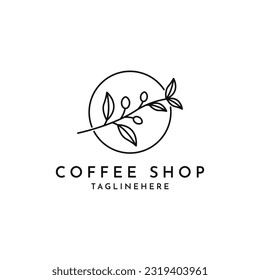 coffee bean with leaf plant logo design template