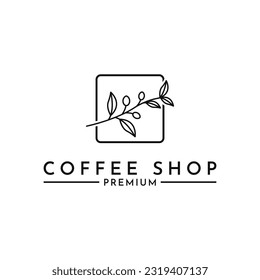 coffee bean with leaf plant logo design template